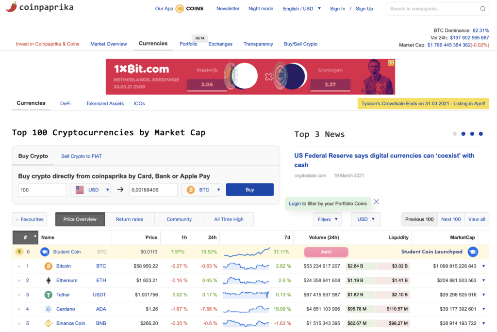 Coinpaprika-website