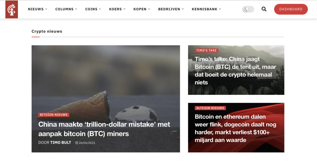Screencap Crypto_Insiders Homepage