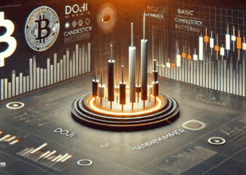 Hier zijn twee visuals waarin candlestick patronen centraal staan, perfect als basishandleiding! Je ziet duidelijk herkenbare vormen zoals Doji, Hammer en Engulfing, in een futuristische, cleane stijl — helemaal in lijn met jullie visuele lijn.