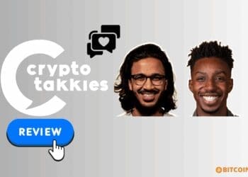 Illustratie van de Cryptotakkies cursus als laagdrempelige crypto-introductie, met een tabletinterface die educatieve modules toont en omringd is door herkenbare iconen van Bitcoin, blockchain en beveiliging, in een heldere en moderne visuele stijl.