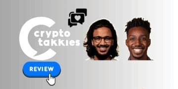 Illustratie van de Cryptotakkies cursus als laagdrempelige crypto-introductie, met een tabletinterface die educatieve modules toont en omringd is door herkenbare iconen van Bitcoin, blockchain en beveiliging, in een heldere en moderne visuele stijl.