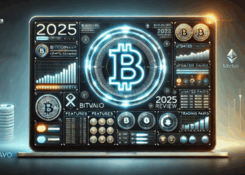 Visualisatie van Bitvavo in 2025 met centraal logo, vernieuwde gebruikersinterface en Nederlandse elementen die de moderne en toegankelijke uitstraling van het platform benadrukken.