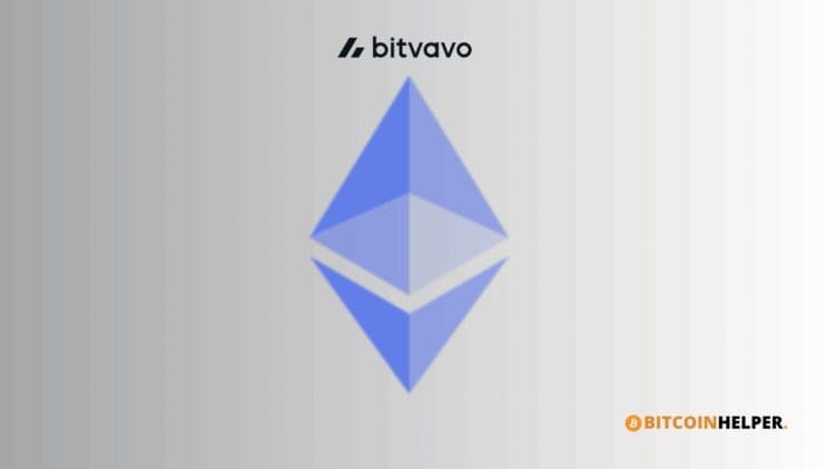 Logo van Ethereum naast het Bitvavo-logo, samen weergegeven in een moderne, grafische stijl die samenwerking en technologische innovatie symboliseert.