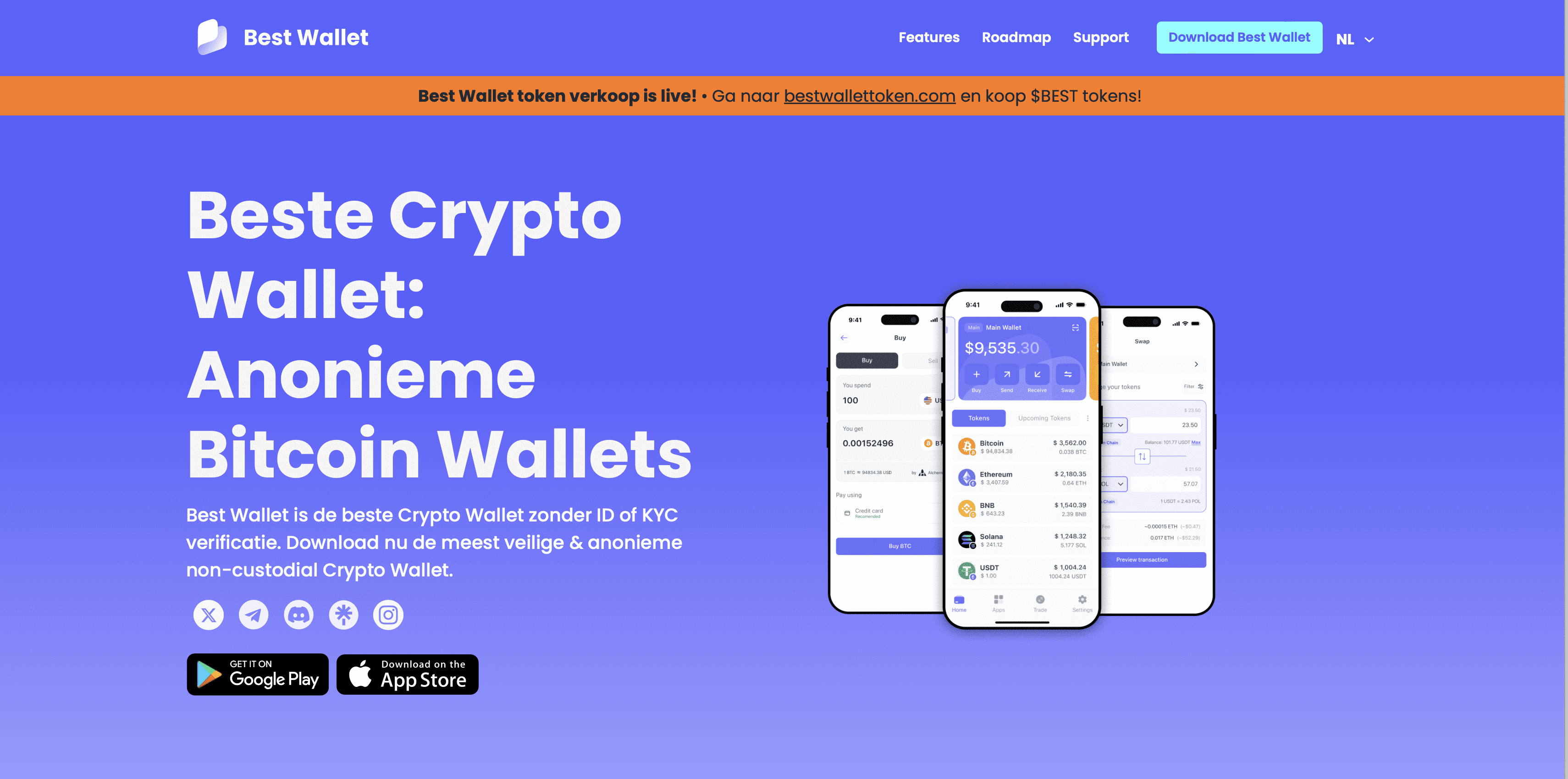Screencap homepage Best Wallet