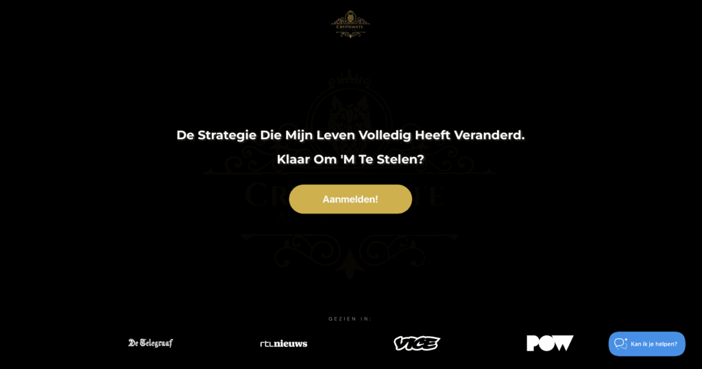 cryptonite homepage en het cryptocurrency cursusaanbod van Corne Marchant