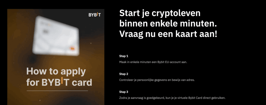 Stappenplan om een Bybit Card aan te vragen via Bybit EU-account