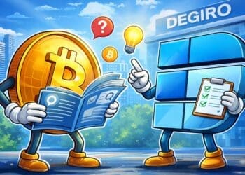Cartoonachtige illustratie met crypto-elementen ter ondersteuning van een informatieve handleiding over cryptocurrency